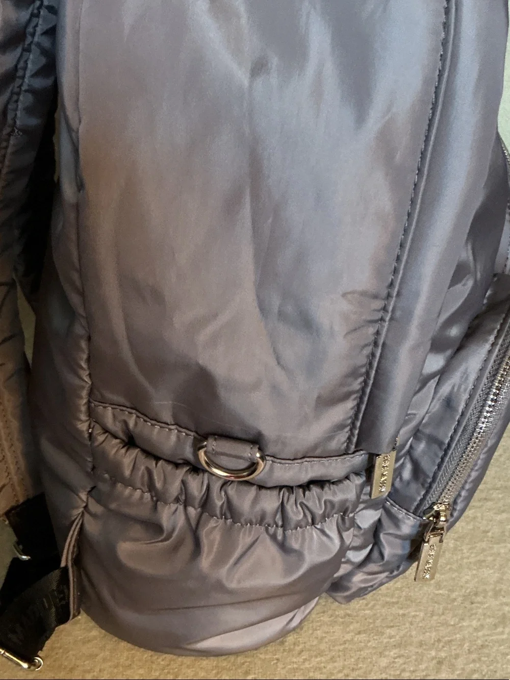 Steve Madden Charcoal Gray Nylon Backpack with Embossed Patch